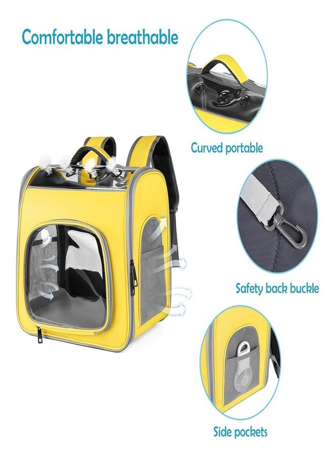 PET FUN Pet Travel Backpack for Cats & Small Dogs | Portable, Breathable Carrier Bag with Full Visibility & Comfort Padding for Hiking, Travel & Outdoor Adventures (Yellow) - Image 4